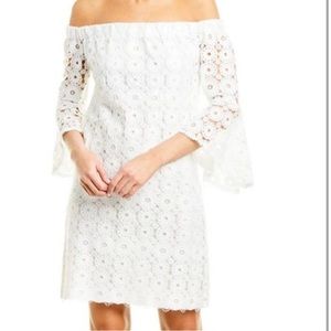 Trina Turk white lace off the shoulder dress
